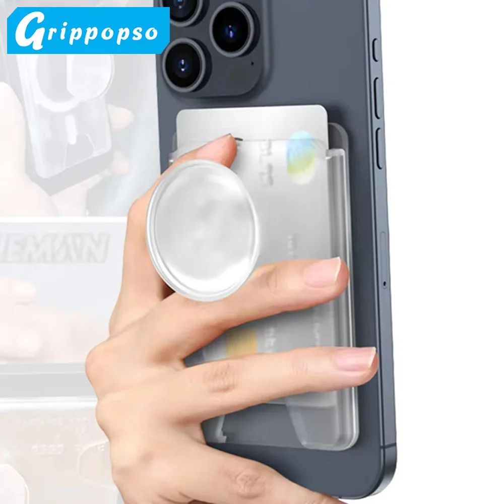 Magnetic Wallet Card Holder with Expanding Phone Grip