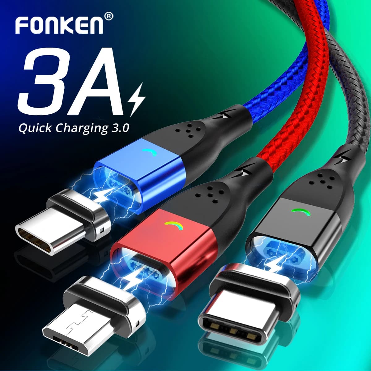 Fonken 3A Magnetic USB Charging Cable