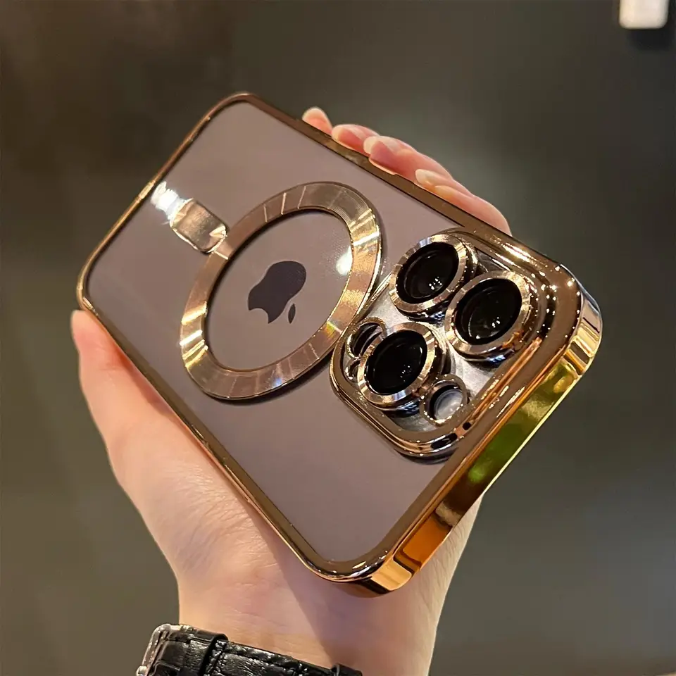 Luxury Magnetic Plating Clear Case for MagSafe Wireless Charging