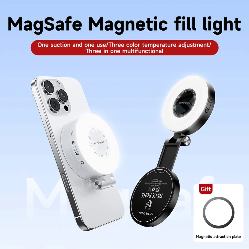 Magnetic LED Selfie Ring Light with Mirror